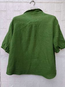 New with tag Korean Green Linen Button-Up Shirt