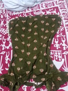 Olive Green Printed Padded short kurti