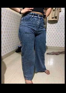 Stylish Wide Leg Acid Wash Jeans