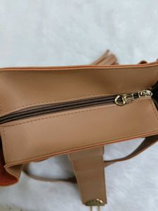 Stylish Tan Faux Leather Shoulder Bag