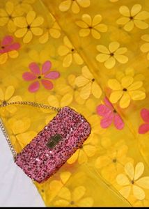 So.Si.ra Yellow Hand-painted Organza Saree