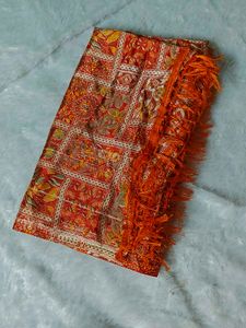 Vibrant Orange Dupatta with Tassels