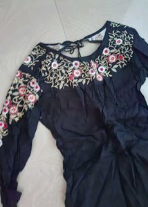 Embroidered Black Kurta