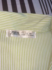 ZARA Mint Green &amp; White Striped Shirt for Women’s