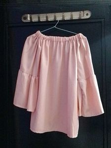 Pink Off-Shoulder Bell Sleeve Top