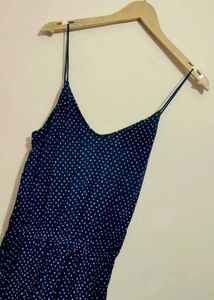 Navy Blue Polka Dot Jumpsuit For 34 Bust