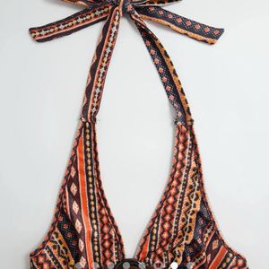 Boho Print Halterneck Bikini Top