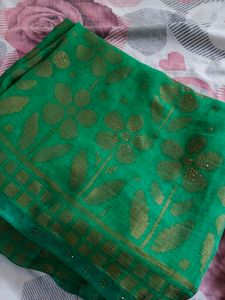 Vibrant Green Floral Saree