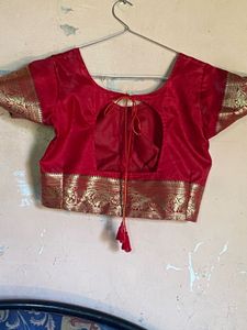 Red Ethnic Blouse with Gold Border