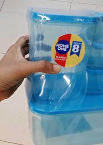 homeone Set of 8 Blue Plastic Containers