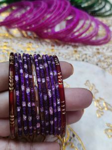 3 Set Of Glass Bangles 2.2 Size Beautiful Green Pi