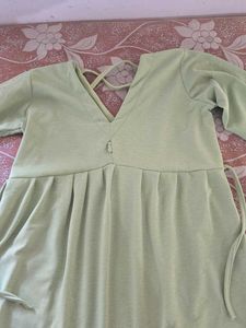 Light Green Casual V-Neck Dress