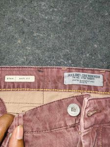 Jack &amp; Jones Core Workwear Faded Burgundy Denim