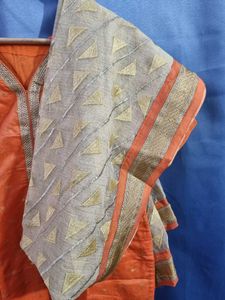 Orange Kurta Set with Embellishments