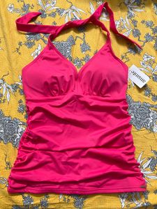 Amante Pink Halter Tankini Top
