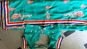 Green Colour Embroidery Saree
