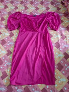 Elegant Puff Sleeve Wrap Dress