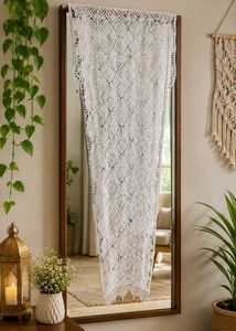 Vintage Handmade Crochet Cottonwork Mirror Panel/