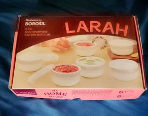 Borosil Larah 12 PC Katori Set with Lid