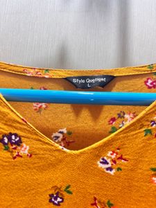 Mustard Floral Tiered Ruffle Top