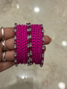 Pink &amp; Crystal Bangle Set