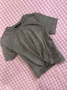 Grey Twisted Hem T-Shirt