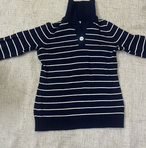 Striped Navy Turtleneck Sweater