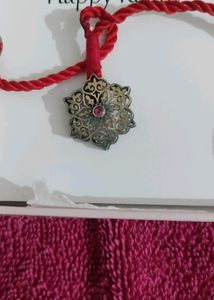 Giva 925 Sterling Silver Oxidised Pop Pink Flower Loomba Rakhi