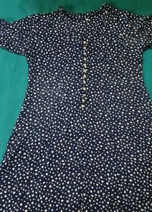 Chic Navy Polka Dot Midi Dress