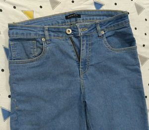 Classic Blue Denim Jeans &amp; Maroon Tee