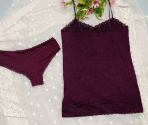Purple Lace Trim Camisole with brief 👍