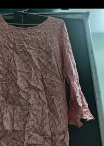 White Printed Short Sleeve and Pink Tunic Top