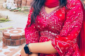 Beautiful Red Bandhani Kurta Set
