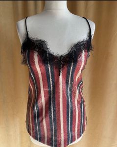 ZARA Striped Cami Top with Lace Trim