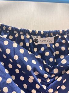 Chic Blue &amp; White Polka Dot Top