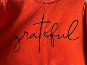 Orange "Grateful" Graphic cropped sweatshirt