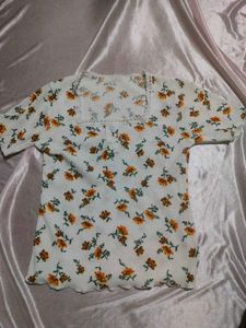 Floral Print Square Neck Top