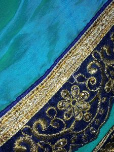 Elegant sea green Embroidered Saree