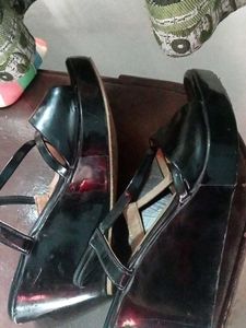 Black Strappy Wedge Heels