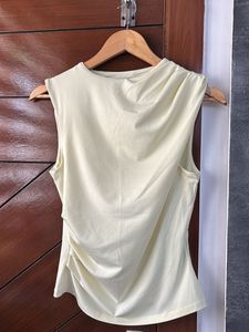Chic Ruched butter yellow Sleeveless Top