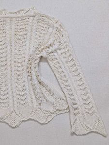 Y2K White Open-Knit Long Sleeve Top ✨