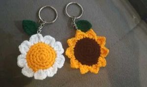 Crocheted Flower Keychain Set