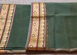 Brand New Cotton Olive Green Saree