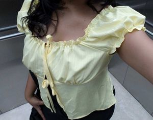 Cute Yellow Puff Sleeve Top