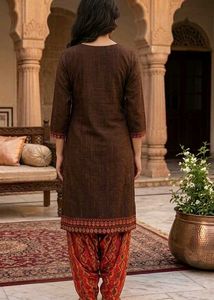 Elegant Brown Kurta with Patiala Pants