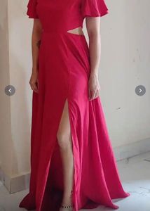 Stunning Red Maxi Dress with Cut-outs