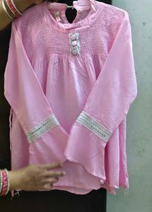 Pink Smocked Neckline Top