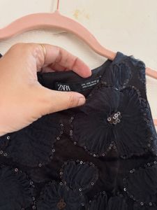 Black Floral Embellished Mini Dress
