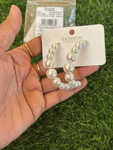 Elegant Pearl Hoop Earrings