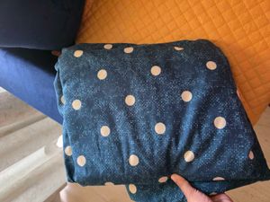 White &amp; Blue Dot Printed Cotton Single Duvet Cover